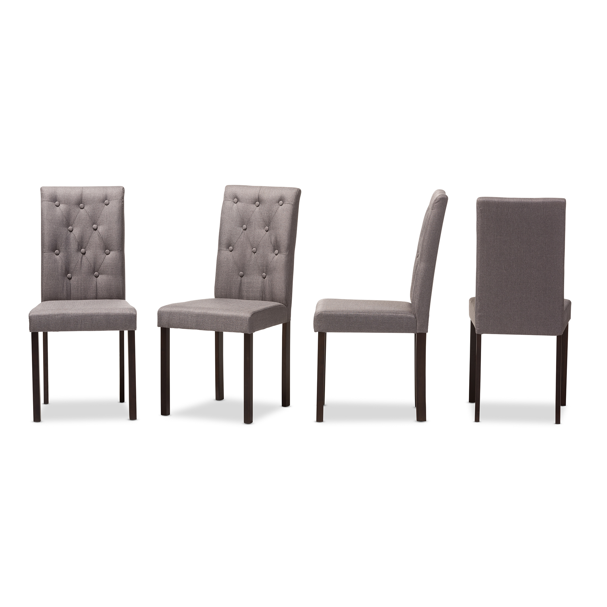 Baxton Studio Gardner Modern and Contemporary Dark Brown Finished Grey Fabric Upholstered Dining Chair (Set of 4)